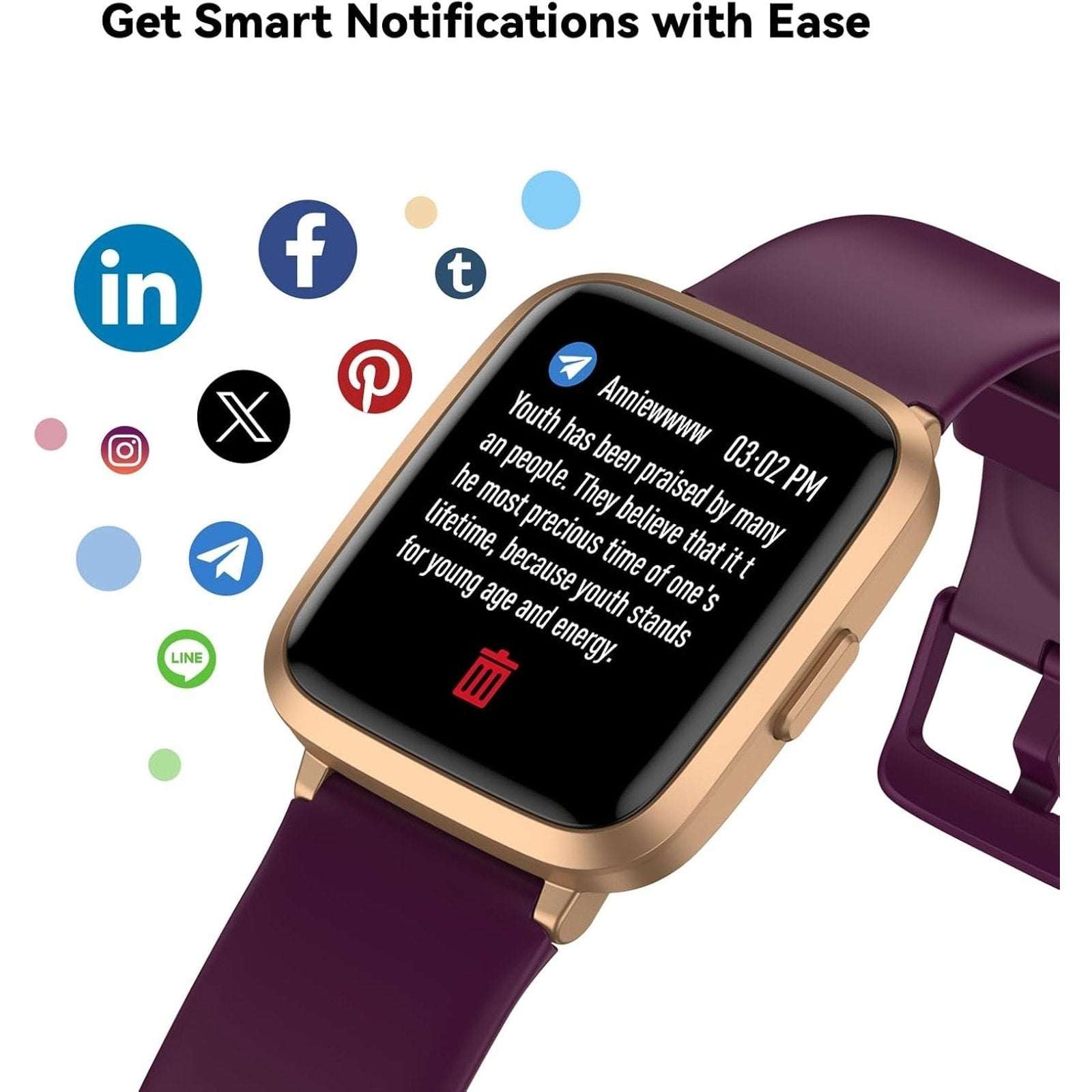 IW1 LITE Smart Watch Waterproof Fitness, Sleep, Activity & Health Tracker Purple