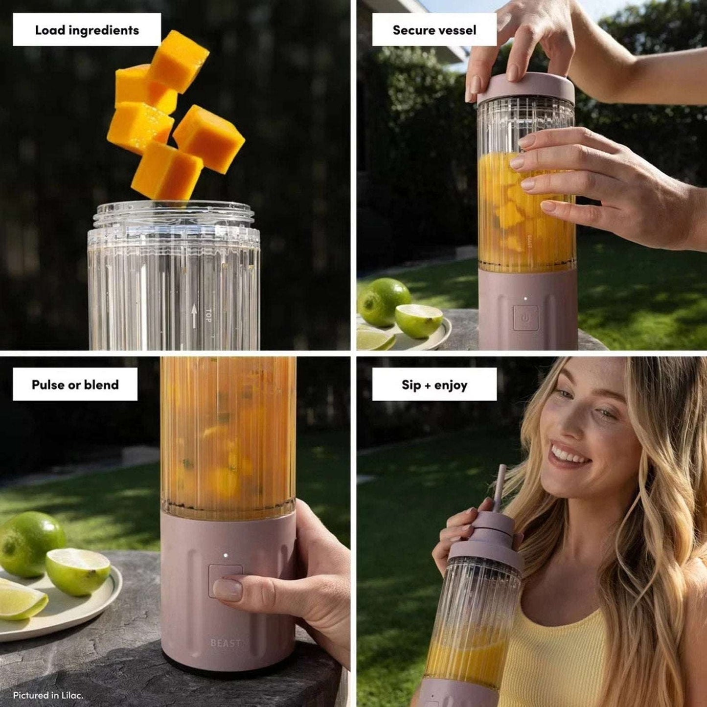 Beast GO Cordless, Premium Portable Blender for Shakes & Smoothies 22oz (Lilac)