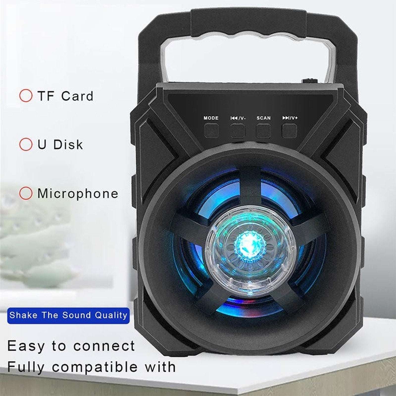 Portable Mini Bluetooth Speaker Karaoke Machine with Microphone & RGB LED Lights