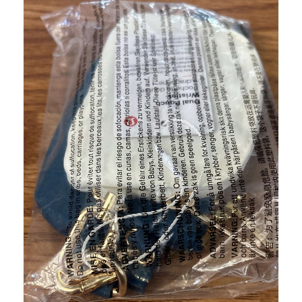 NWT Lululemon Dual Pouch Wristlet Wallet Keychain Wordmark Warp Teal, Gold, Bone