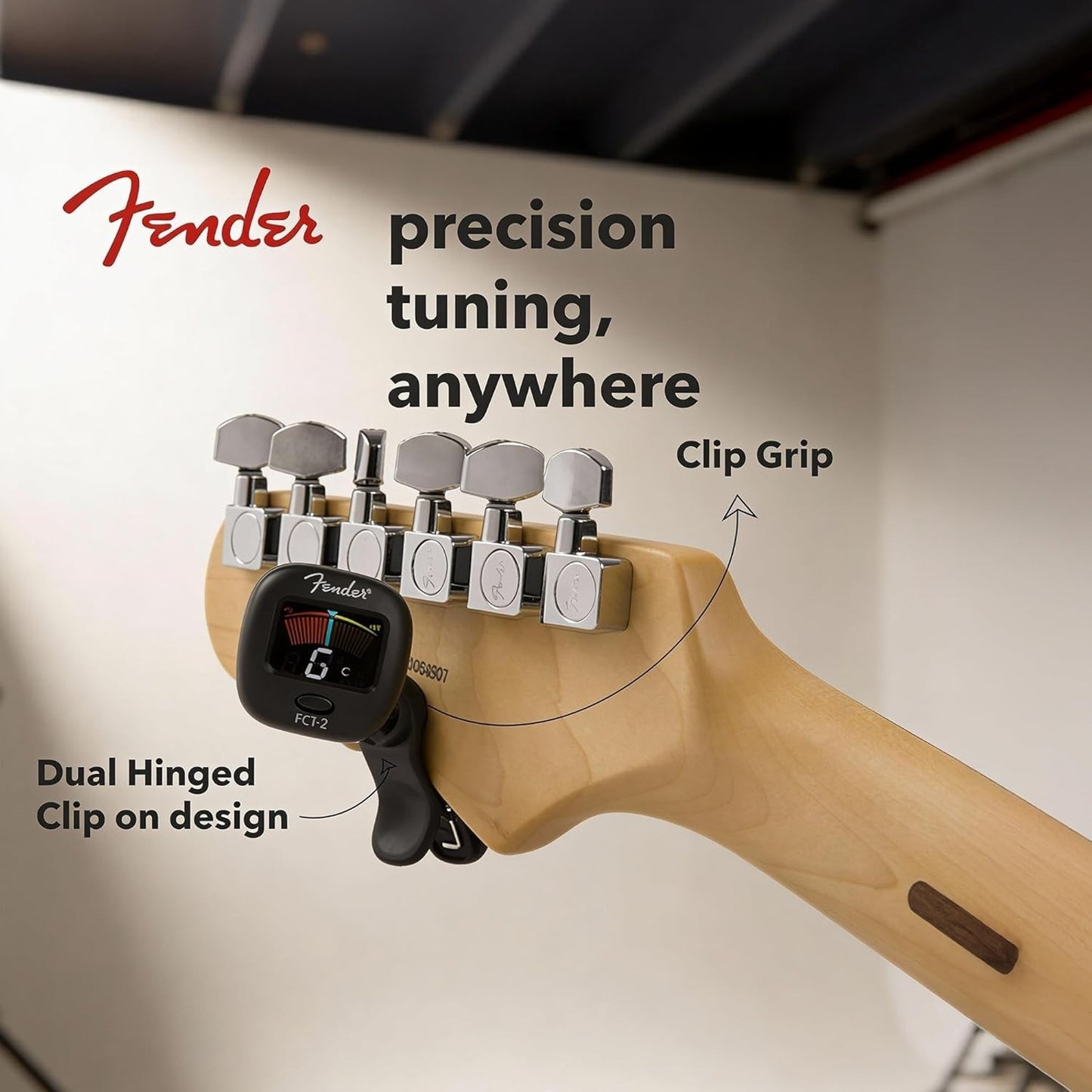 NEW Fender FCT-2 Clip-on Guitar Tuner LCD Display Vibration Sensor Dual-hinge