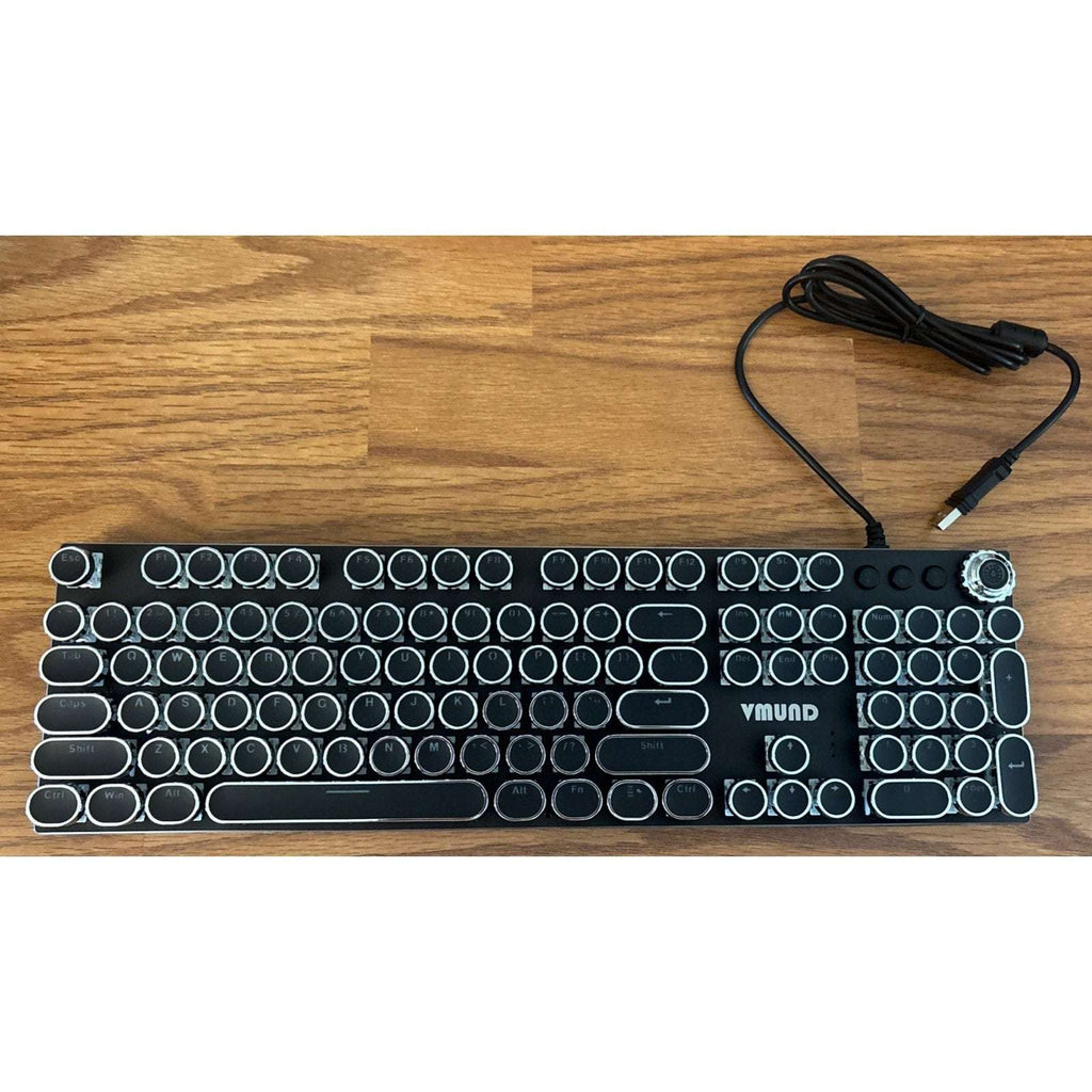 Retro Typewriter Mechanical Gaming Keyboard Mouse Set RGB Backlit 108 Keys Anti-