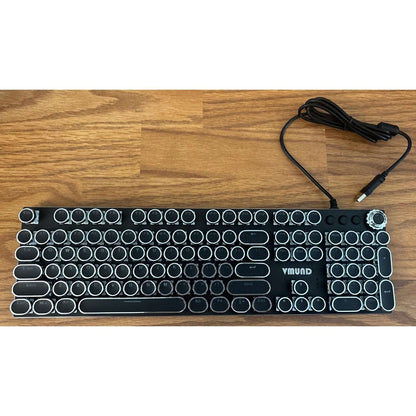 Retro Typewriter Mechanical Gaming Keyboard Mouse Set RGB Backlit 108 Keys Anti-