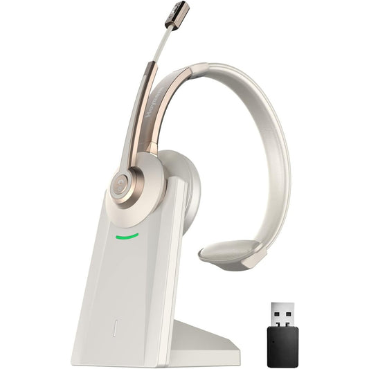 Hoyzzem Wireless Headset With Microphone USB Dongle, Bluetooth, Charging Dock