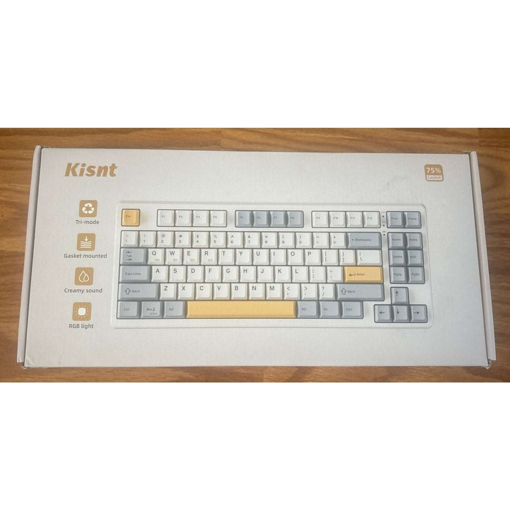 Kisnt Wireless Mechanical Keyboard, Gasket Mounted, Creamy Sound, RGB, Retro Bei