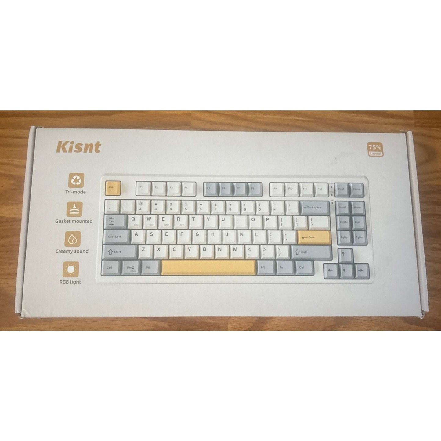 Kisnt Wireless Mechanical Keyboard, Gasket Mounted, Creamy Sound, RGB, Retro Bei