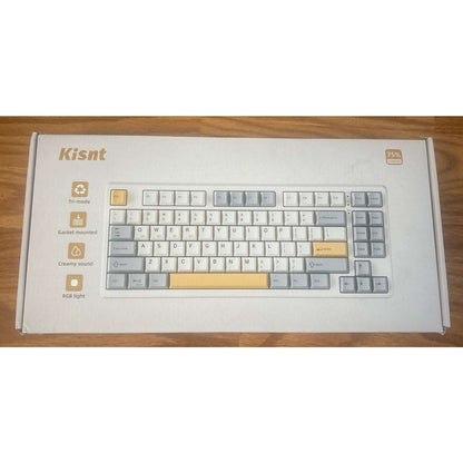 Kisnt Wireless Mechanical Keyboard, Gasket Mounted, Creamy Sound, RGB, Retro Bei