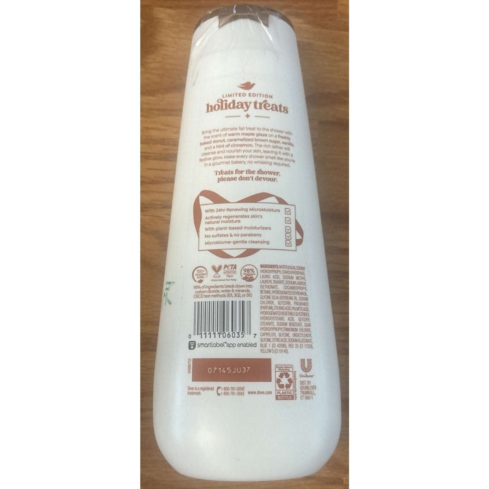 3PC Dove Limited Edition Maple Glazed Donut 1 x Body Wash & 2 x Body Scrub Set