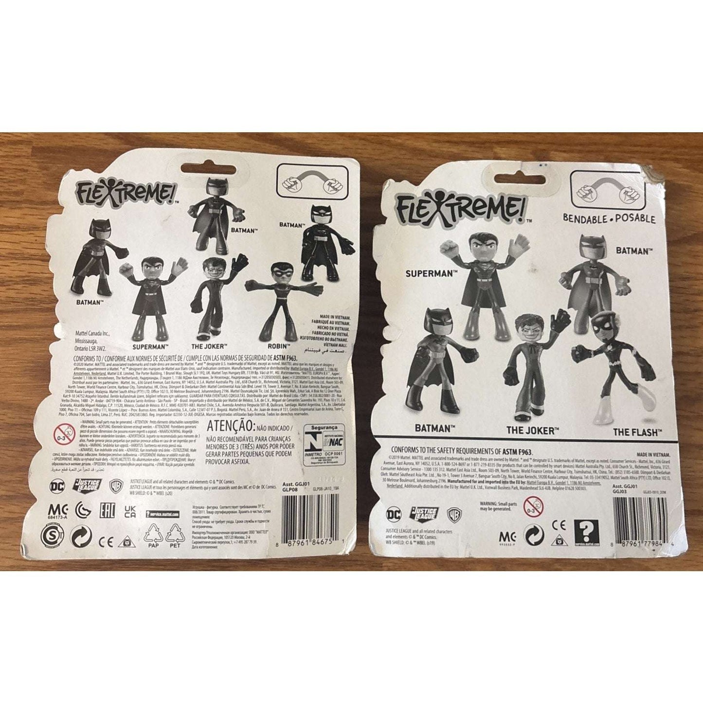 2PC JUSTICE LEAGUE FLEXTREME BENDABLE/POSABLE Joker & The Flash 7" FIGURE Lot