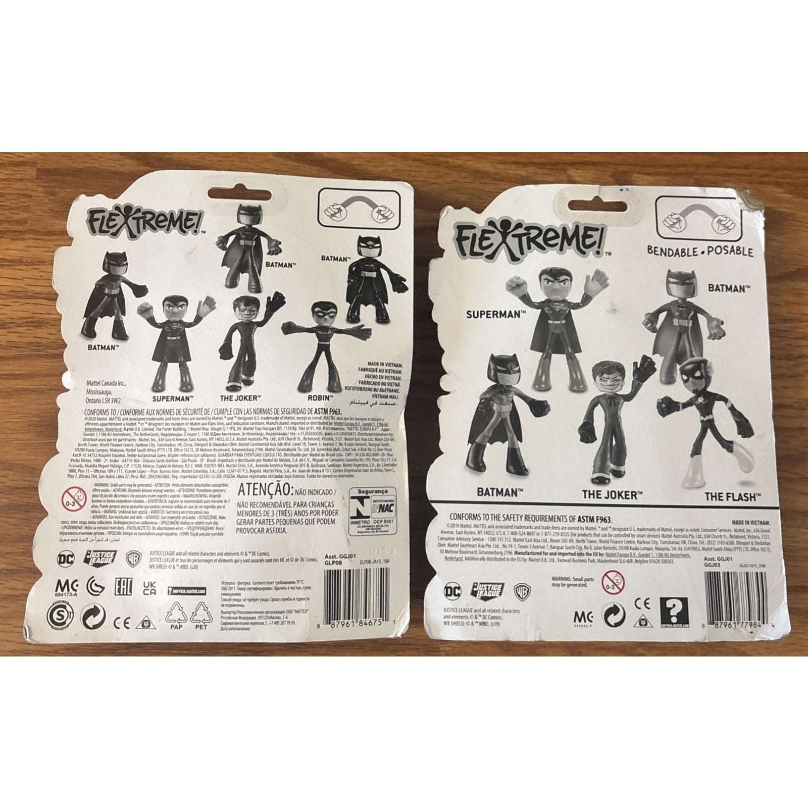 2PC JUSTICE LEAGUE FLEXTREME BENDABLE/POSABLE Joker & The Flash 7" FIGURE Lot