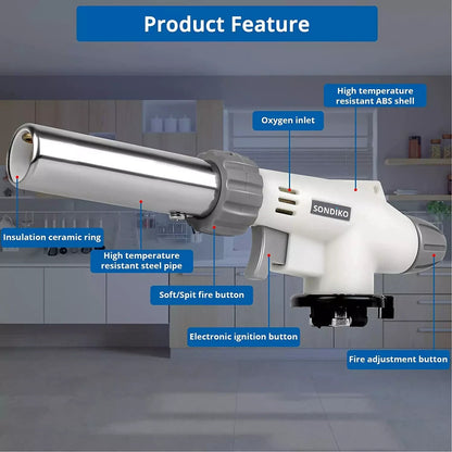 Sondiko Butane Torch Head S516 Professional Culinary & Grilling Tool Adjustable