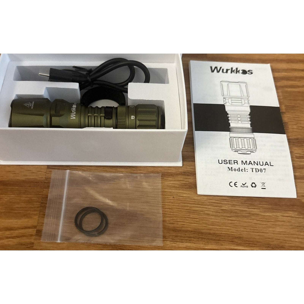 Wurkkos TD07 Led Torch Rechargeable 1300lm Waterproof Tactical Flashlight Olive