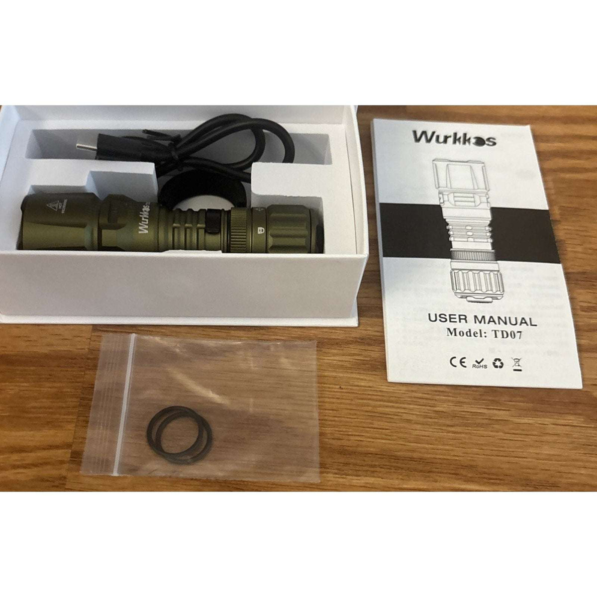 Wurkkos TD07 Led Torch Rechargeable 1300lm Waterproof Tactical Flashlight Olive