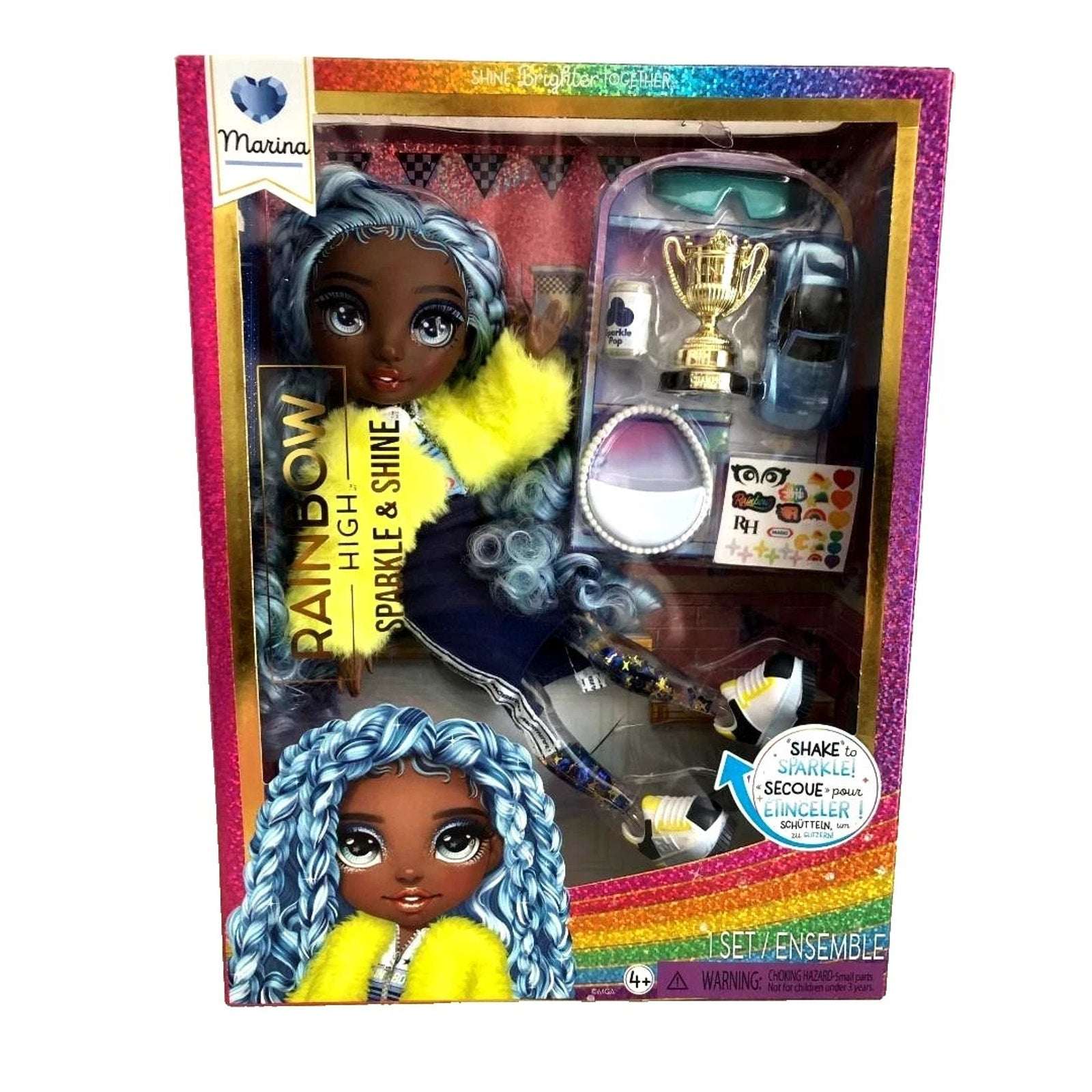 Rainbow High Sparkle & Shine Blue Hair 11" MARINA Doll Liquid Sparkles Legs MGA