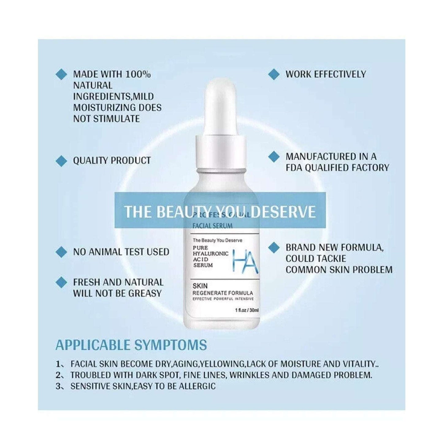 HA PROFESSIONAL 100% PURE Intensive HYALURONIC ACID FACIAL SERUM 3-Pack 08/2026