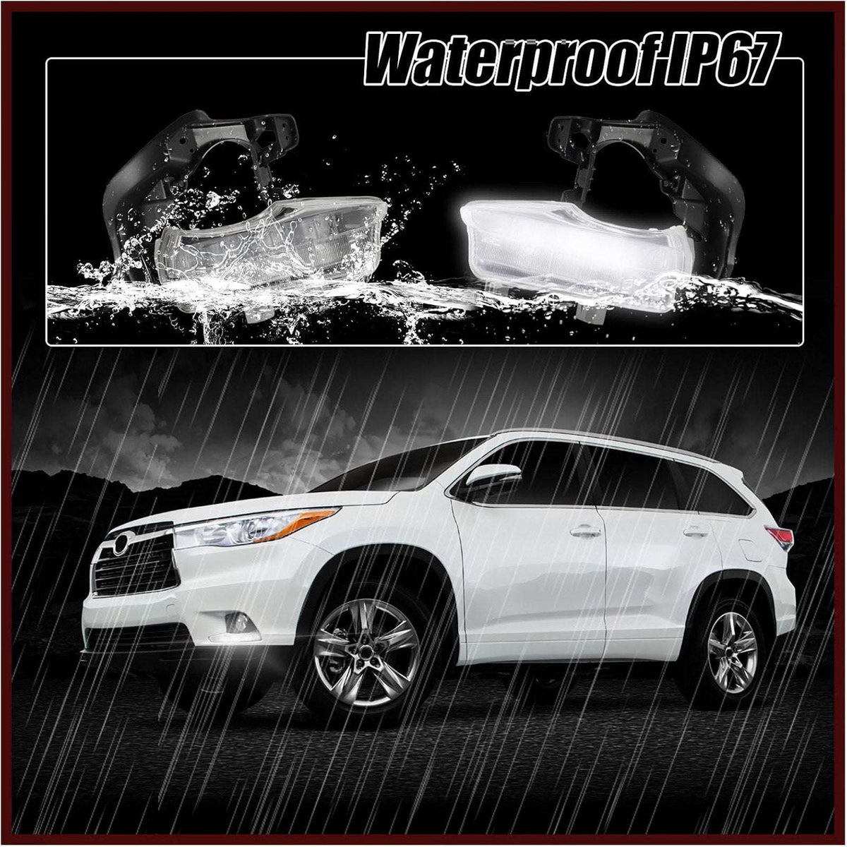 Pair DRL For Toyota Highlander 2014 2015 2016 LED Daytime Running Light Fog Lamp