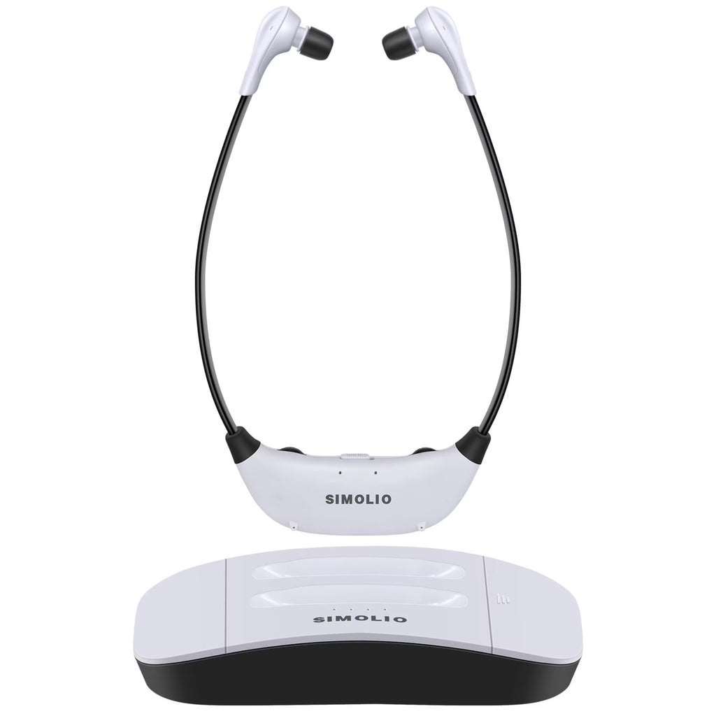 SIMOLIO 2.4GHz Wireless TV Headset for Hearing Impaired SM-823D PRO For Any TV