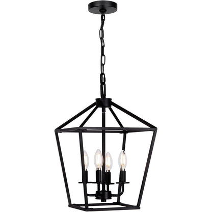 Seaside Village 4 Light Black Farmhouse Lantern Chandelier Ceiling Light Fixture