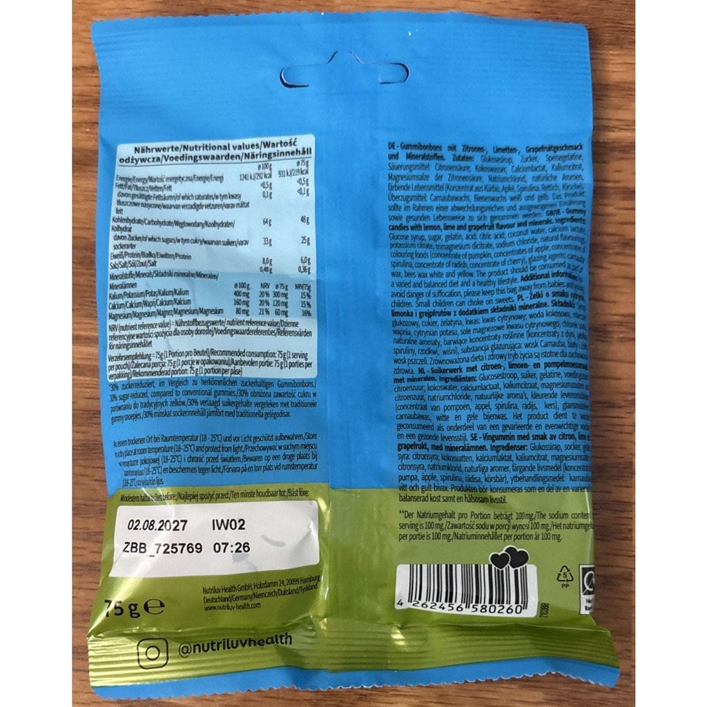 3x Nutriluv Electrolyte + Coconut Water Gummy Candy Less Sugar 2.65oz Each