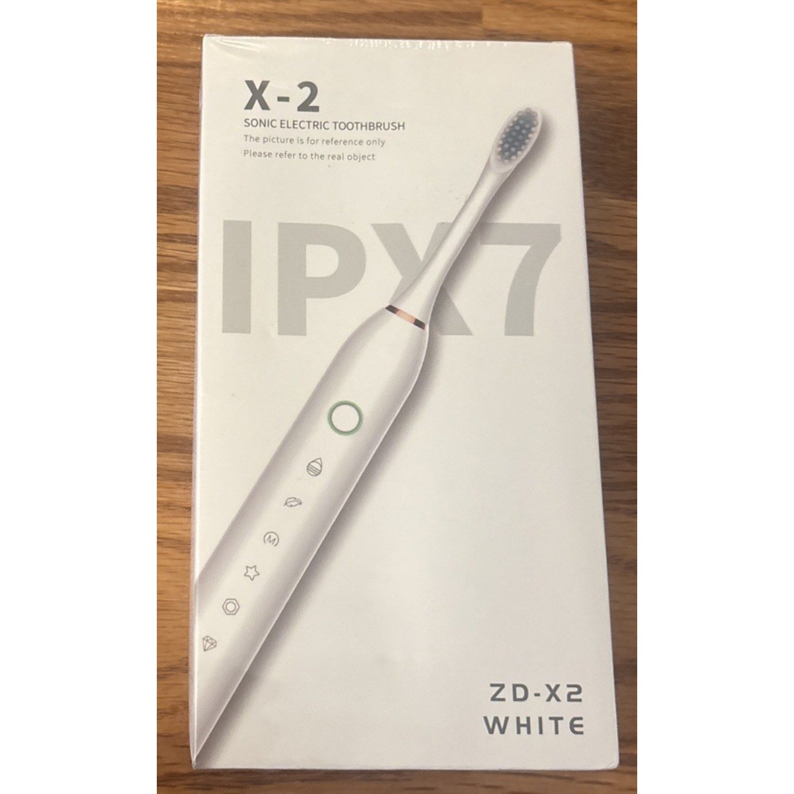 X-2 Sonic Electric Toothbrush, White, 6 Modes, 4 Heads, IPX7, USB Rechargeable