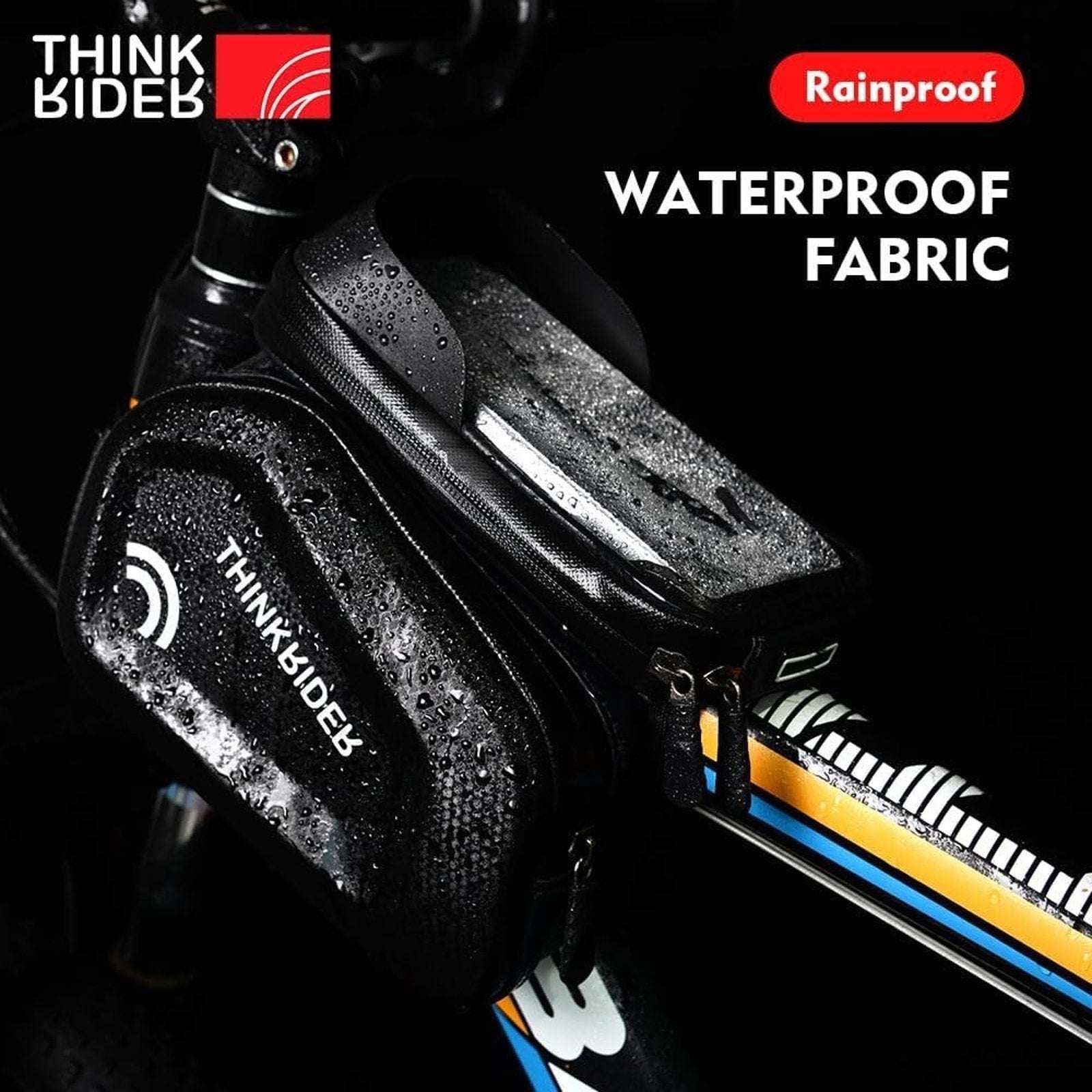 ThinkRider 3Pocket Top Tube Frame Mount Bike Bag Waterproof Cycling Phone Holder