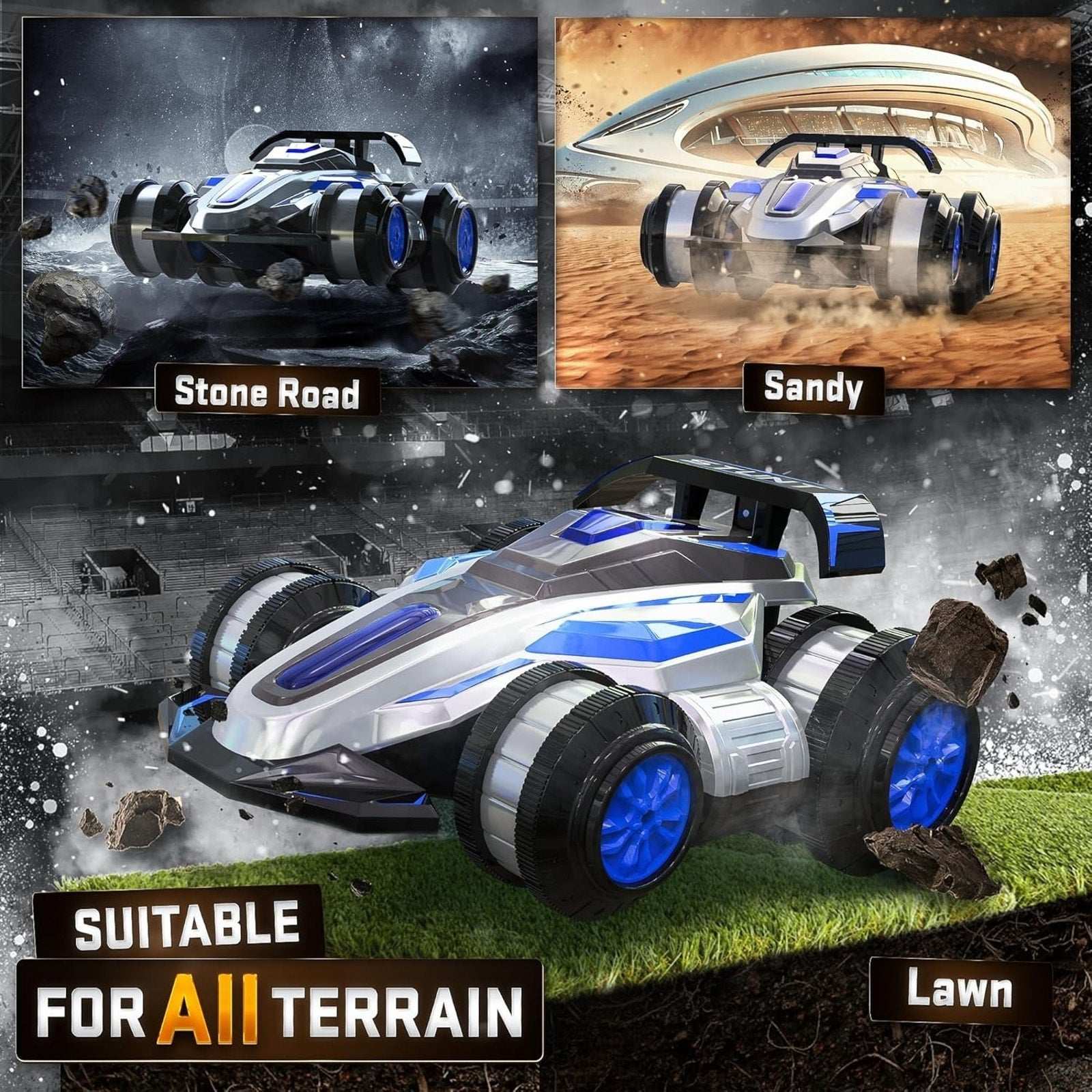 Bezgar 4WD RC Drift Stunt Car 360° Spin, Walking, Music, Lights, Rechargeable,