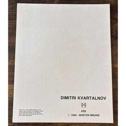 NHL Boston Bruins DIMITRI KVARTALNOV #33 Game Action Color 8 x 10 Photo Picture