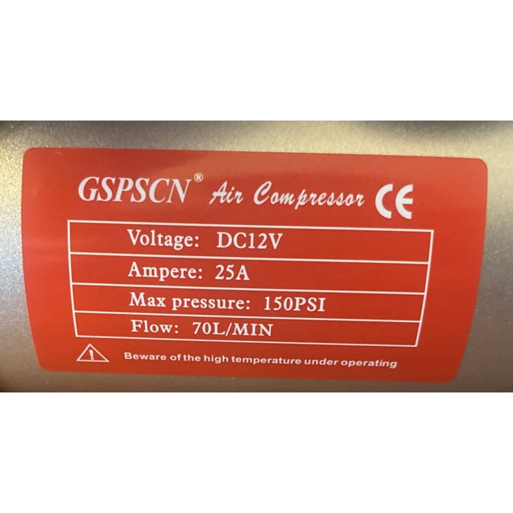 GSPSCN 12V 150PSI Heavy Duty Dual Cylinder Tire Inflator Portable Air Compressor