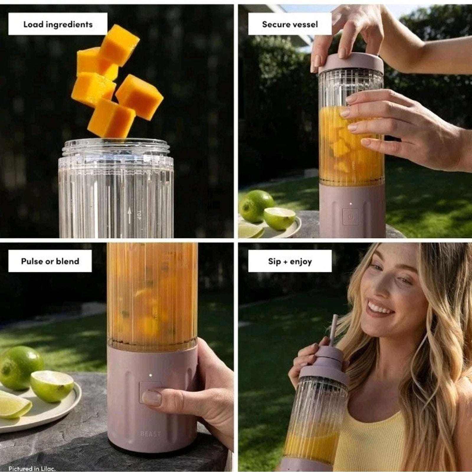 Beast GO Cordless, Premium Portable Blender for Shakes & Smoothies 22oz (Lilac)