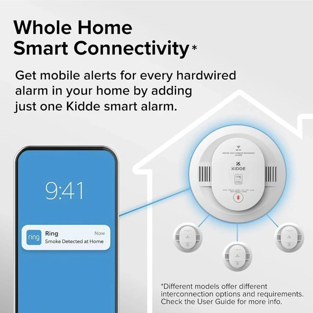 Kidde Ring Enabled Smart Smoke + Carbon Monoxide Alarm Detector Wired RGCUAR-RW