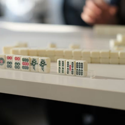 Traditional Chinese Mahjong Game Set w/ 144 Engraved +2 Spare Tiles, Dice & Case