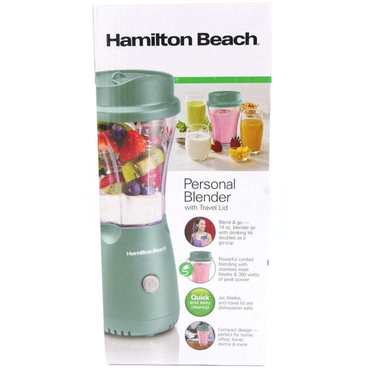 Hamilton Beach Personal Blender With Travel Lid Green 51201 Corded 300W NEW-OB