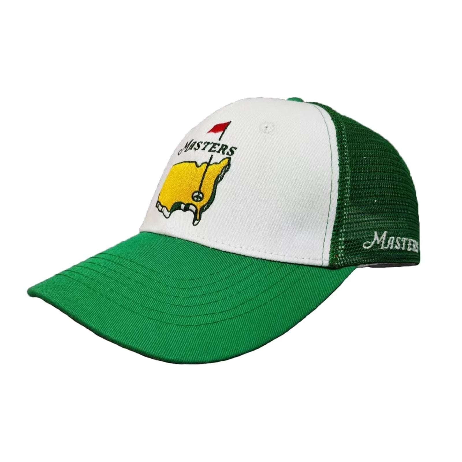 MASTERS LOGO GOLF CAP Mesh Trucker Snapback Hat Augusta Embroidered Green/White