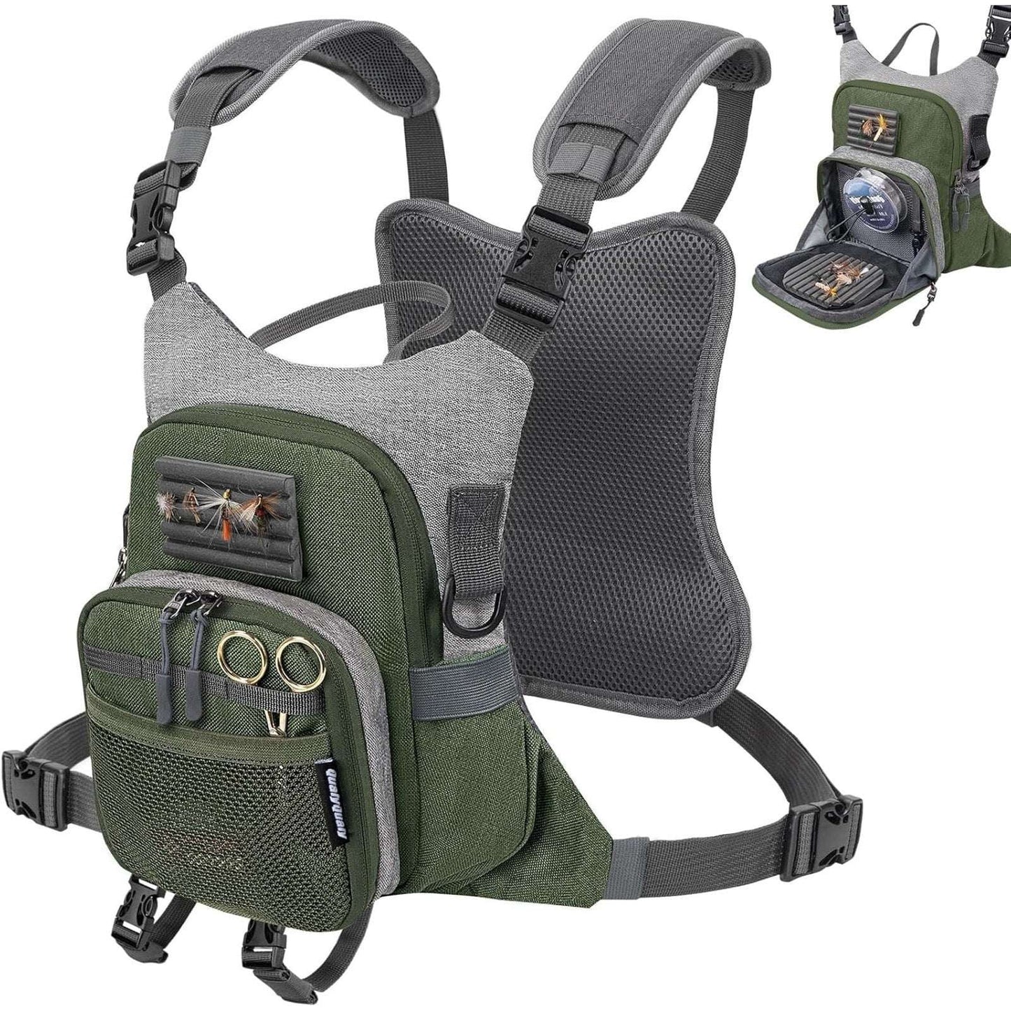 QulayQualy Fly Fishing Pack Chest Pack w/ Work Station Lightweight Tackle Bag