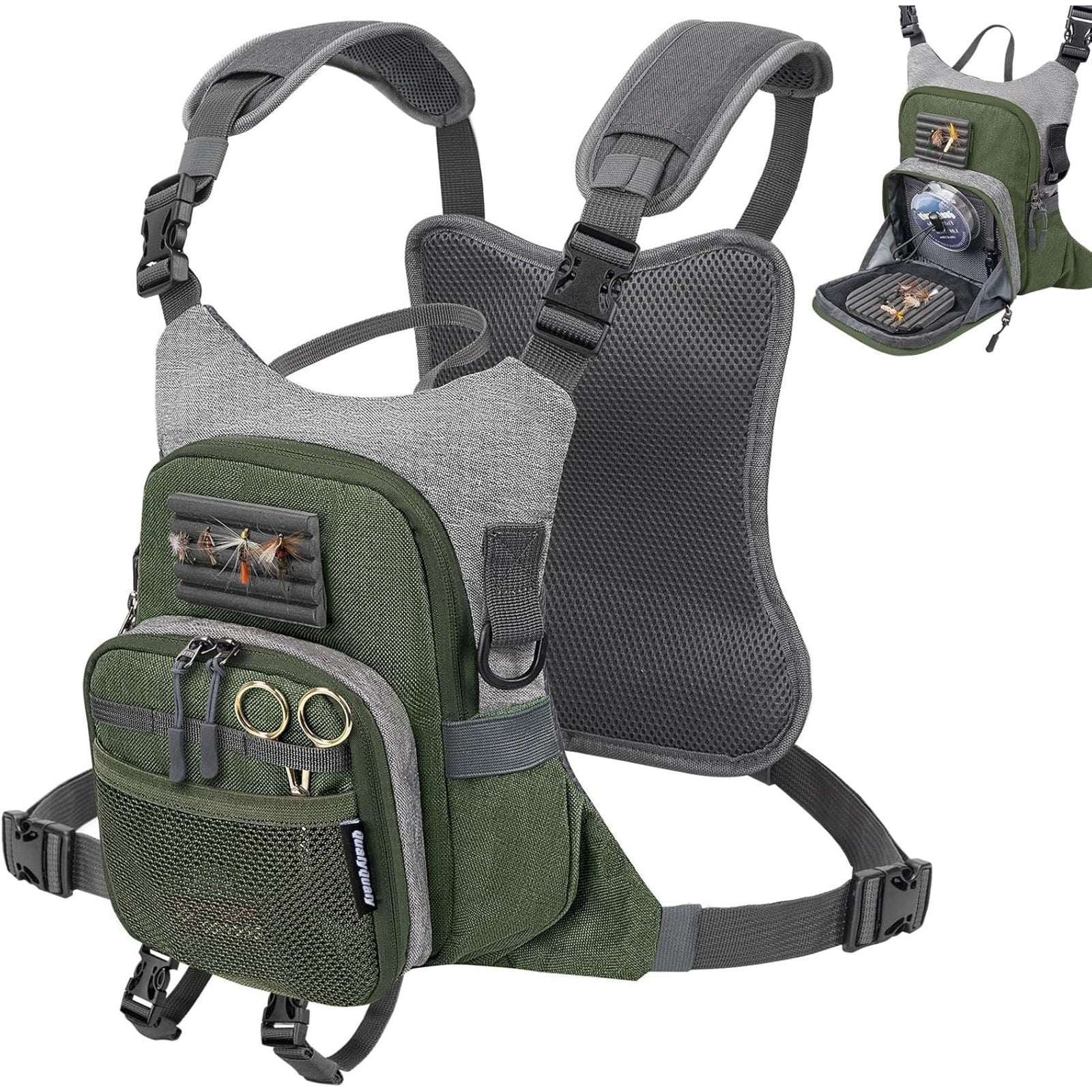 QulayQualy Fly Fishing Pack Chest Pack w/ Work Station Lightweight Tackle Bag
