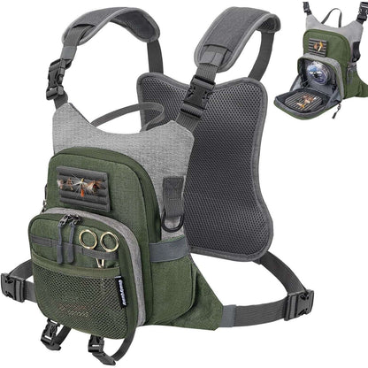 QulayQualy Fly Fishing Pack Chest Pack w/ Work Station Lightweight Tackle Bag