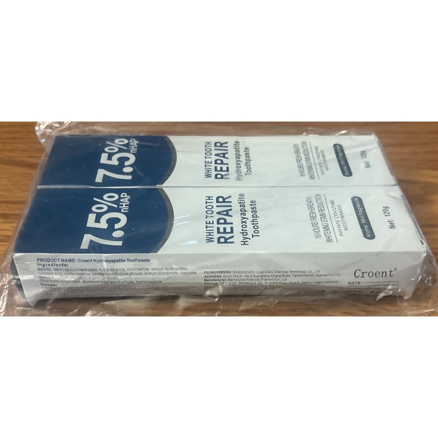 Croent 7.5% nHAP White Tooth Repair Hydroxyapatite Toothpaste NEW Lot of 2 Tubes