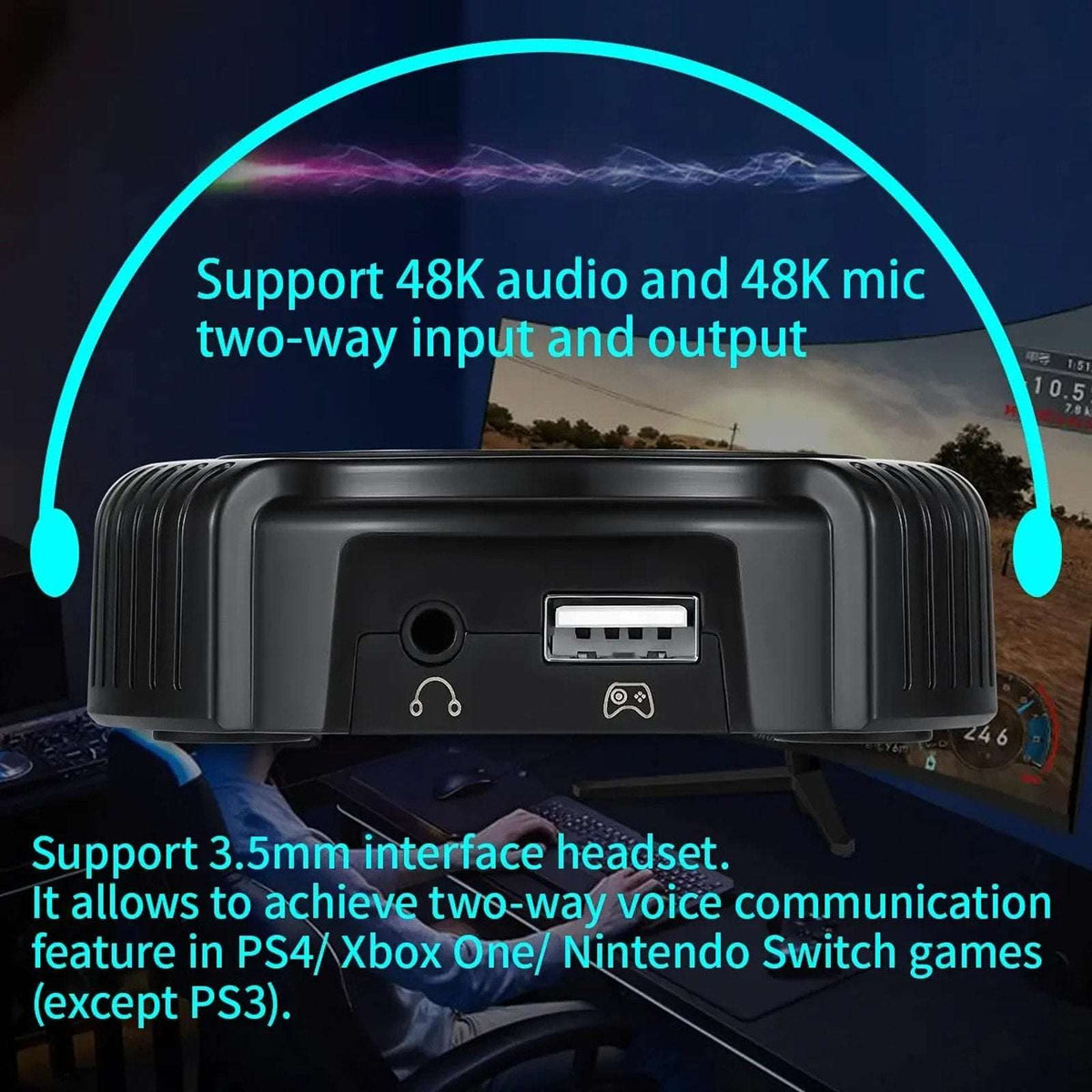 C91 MAX RGB AimBox Keyboard & Mouse Adapter for Xbox One, Switch, PS4 3.5MM Head