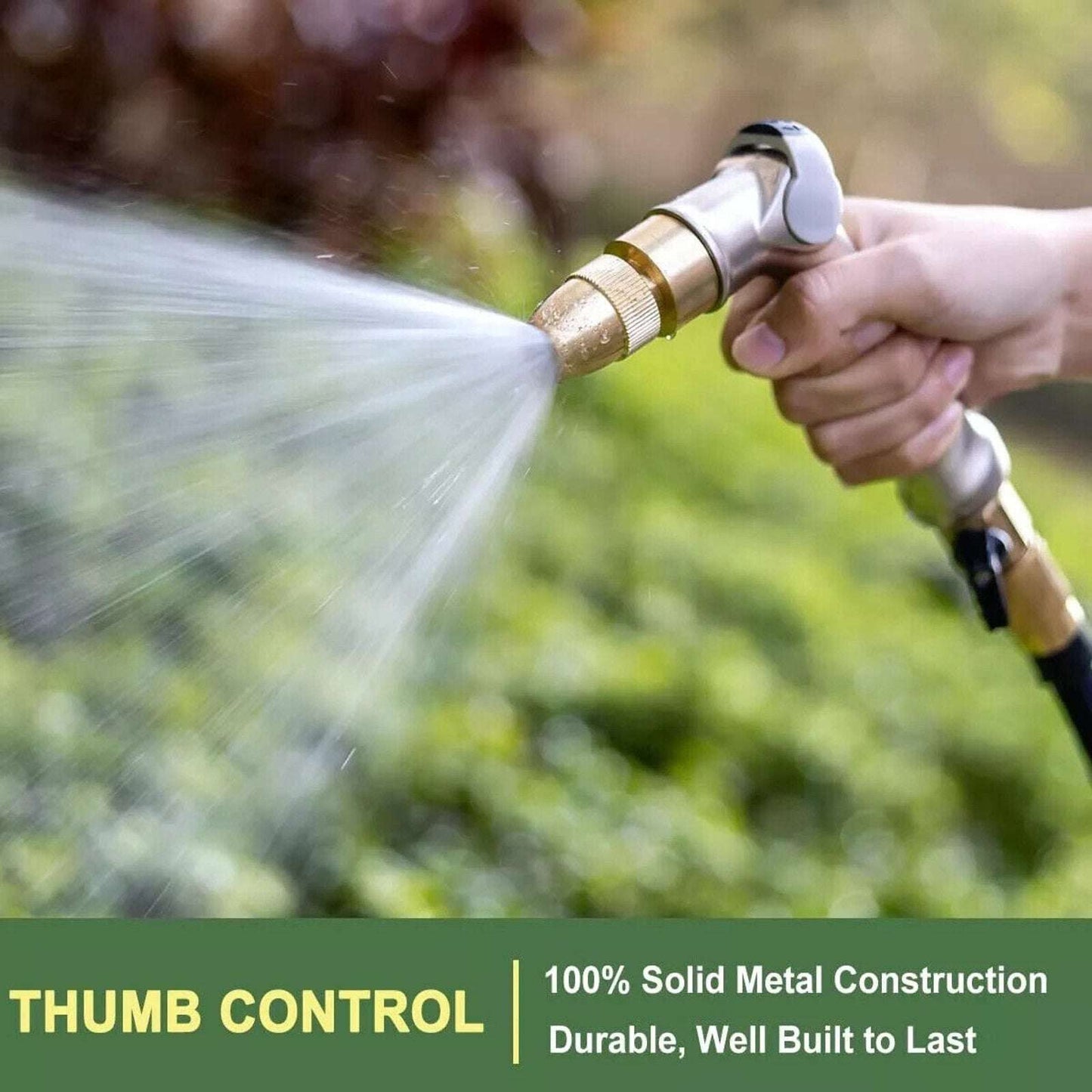 Professional 100% Heavy Duty Metal Garden Water Hose Nozzle w Thumb Control