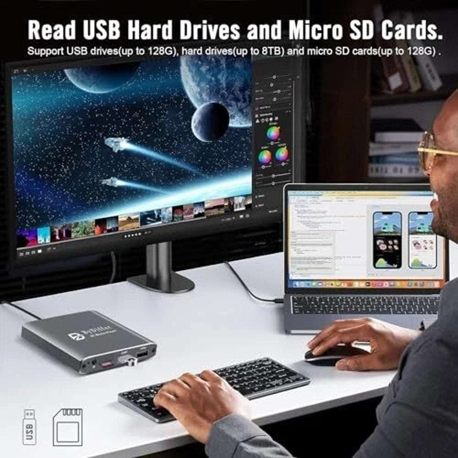 4K HD Digital Media Player TV MP4 Video Player USB Drive/Micro SD Card w/ Remote
