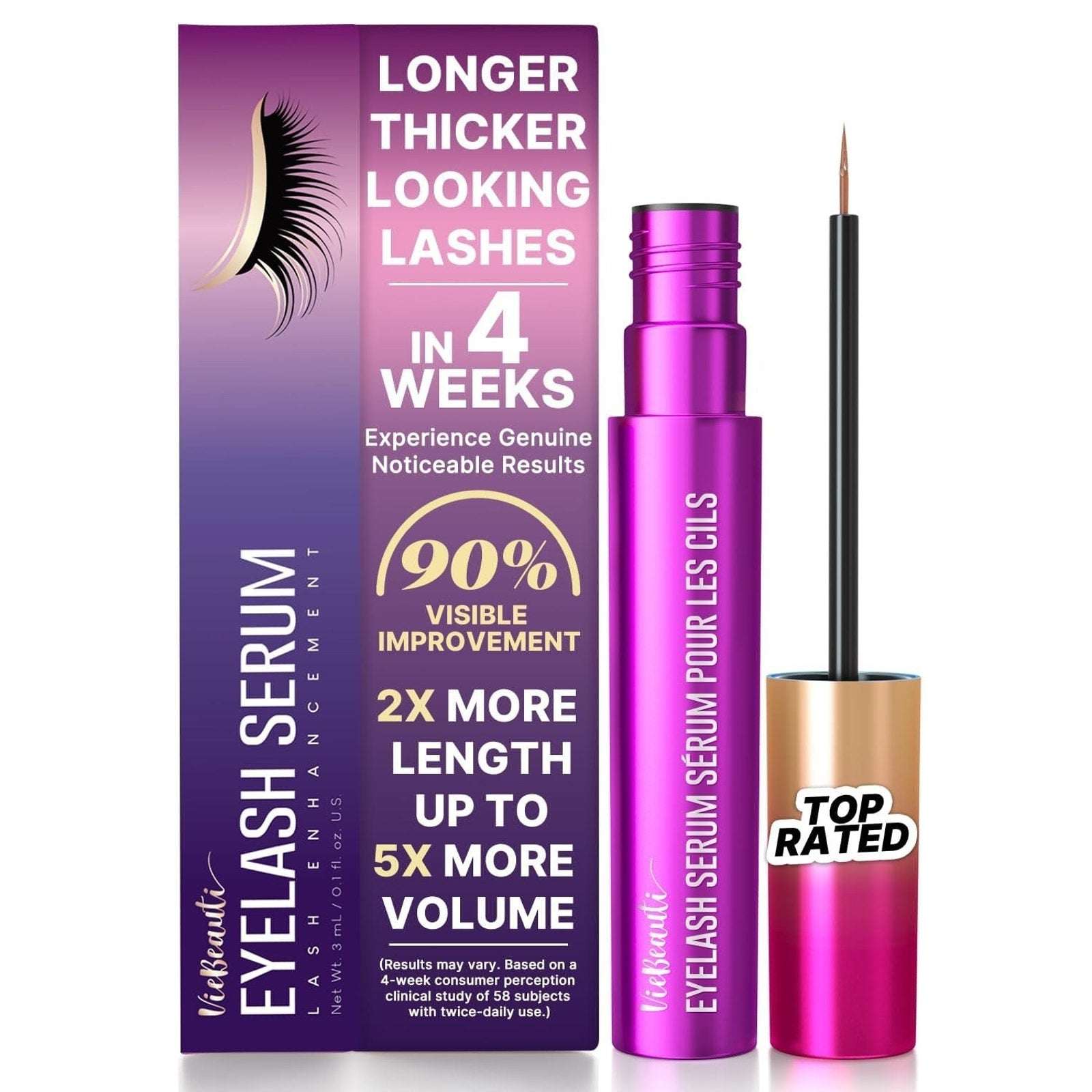VieBeauti Eyelash Growth Serum Lash Enhancer Longer Fuller Thicker Lashes 3mL