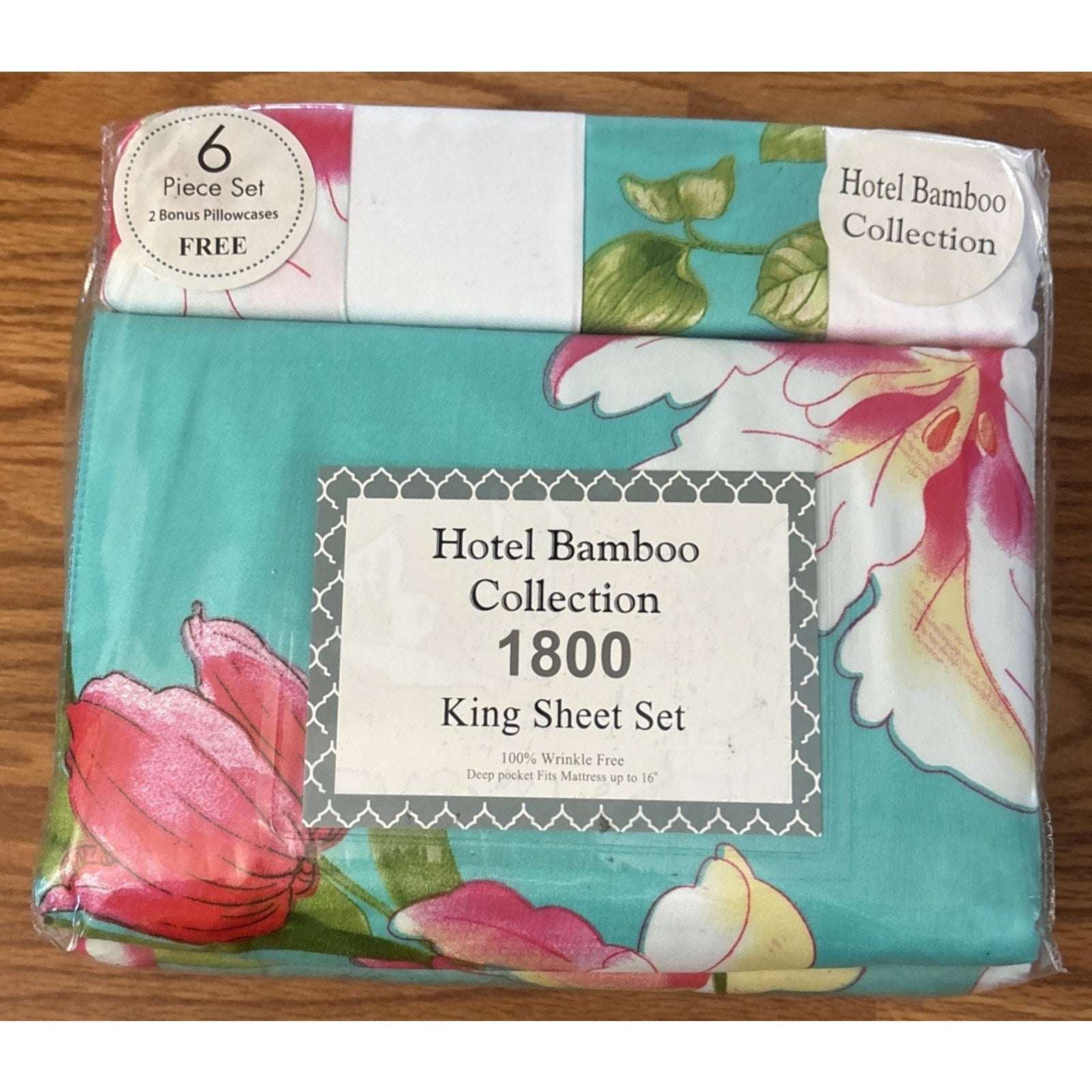Hotel Bamboo Collection 1800 6-Piece KING Sheet Set Wrinkle-Free Tropical Floral