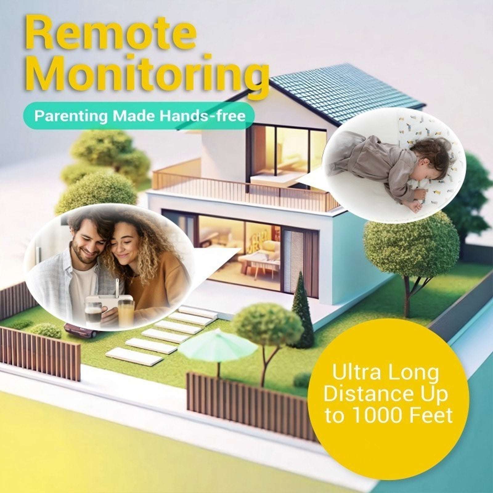 Ellie Baby Pro NON-Wifi AI Smart Baby Monitor w Audio, Cry Detect, Virtual Fence