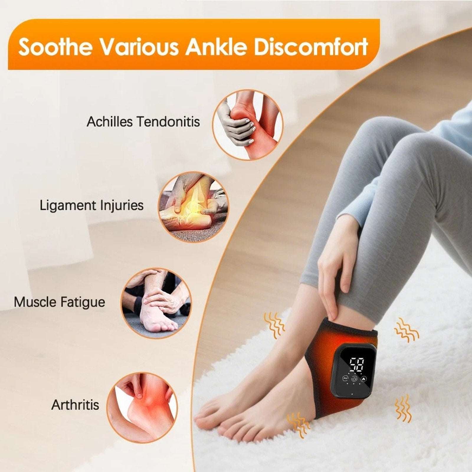Foot Renew Ankle and Foot Massager Cordless 3-Level Vibration & Heat & Extenders