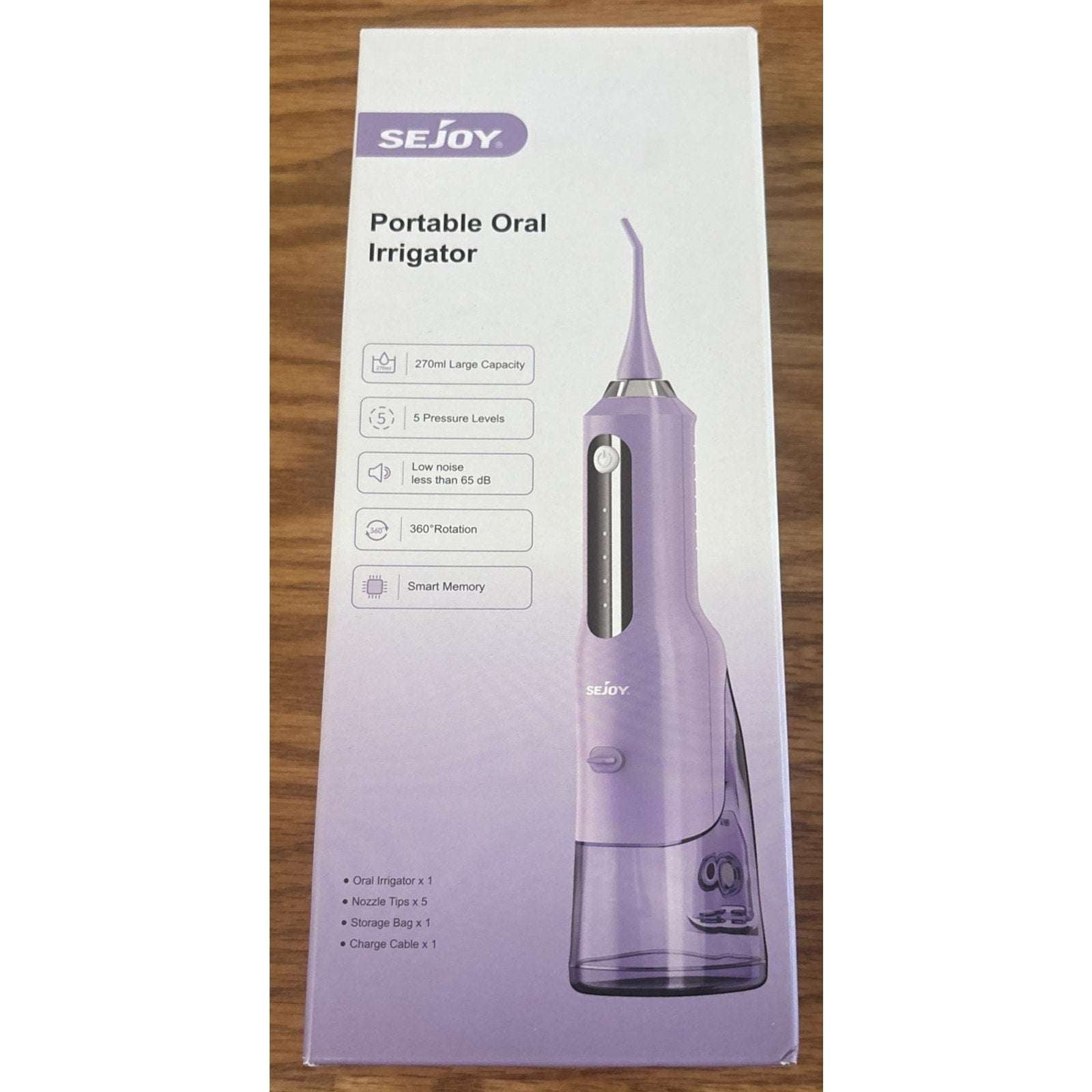 Sejoy Rechargeable Smart Water Flosser Teeth Cleaner Oral Irrigator 5Modes/5Tips