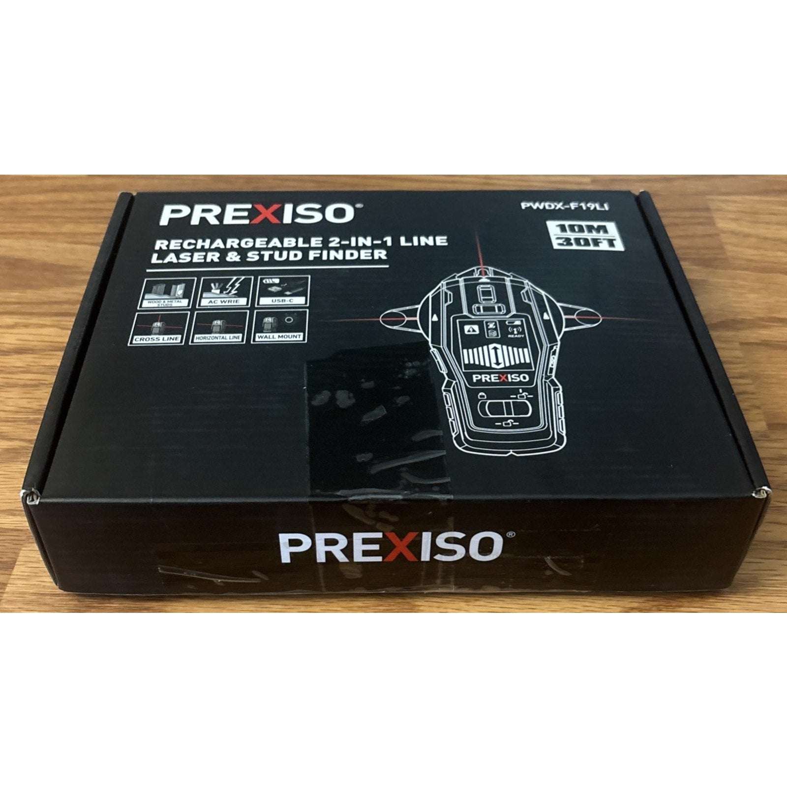 PREXISO 2-in-1 Stud Finder w/ Cross Line Laser Level, Rechargeable Multi Surface