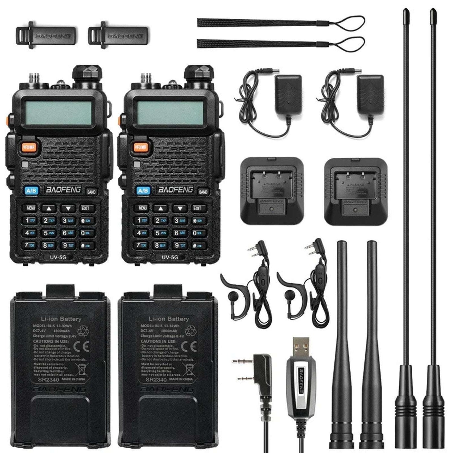 BAOFENG UV-5R 8W Long Range Dual Band NOAA Weather Two-Way Ham Radio VHF UHF FM