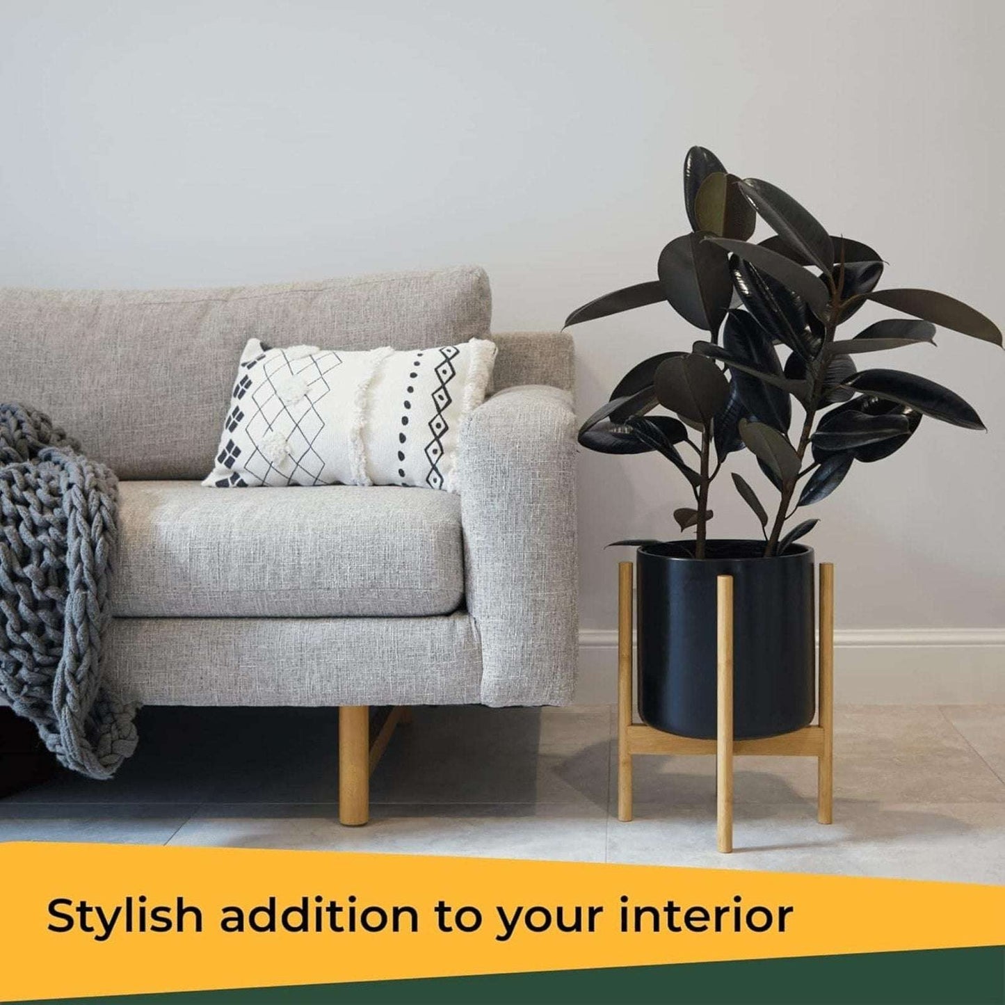 Bees & Buds 100% Bamboo Large Plant Stand for 12 Inch Pots Mid Century Modern