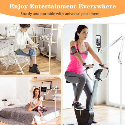 Embroidery Hoops Floor Stand Holder, 360° Rotate Hands Free + Phone Holder White