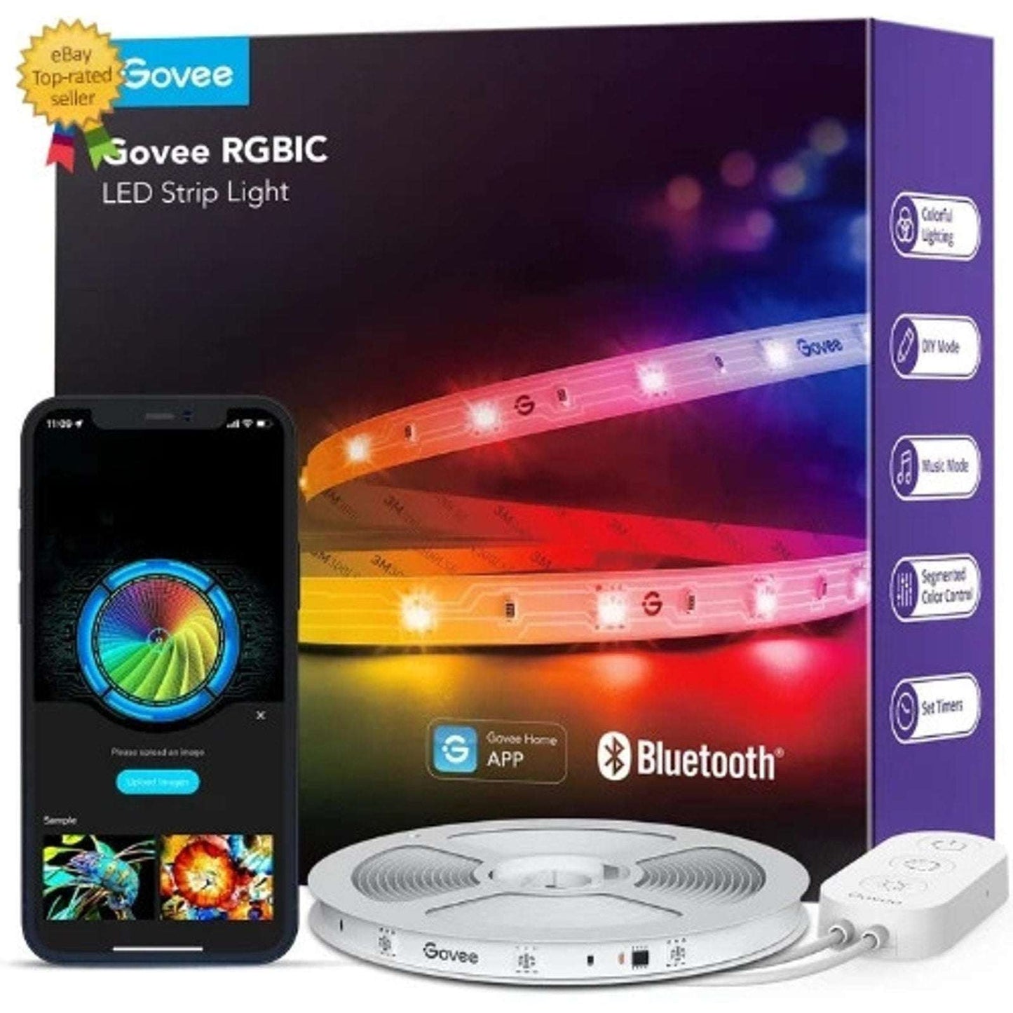 Govee RGBIC LED Strip Lights Smart Bluetooth 16.4' Segmented Control, DIY, Music